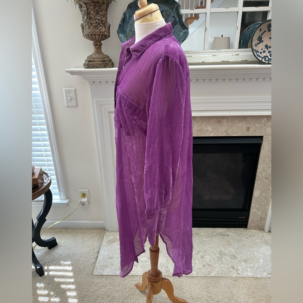 Anthropologie/Akemi + Kin Purple Longline Button-Up Shirt/Dress - Picture 7 of 10